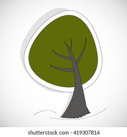 New cartoon style tree icon isolated on white background can use like design element