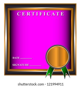 New certificate in unique style on a gold background