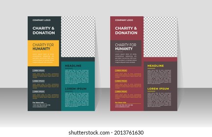 New Charity and Donation Brochure Design, Corporate Business Flyer Design, Travel Brochure Design, Real State A4 Template, Vector Illustration