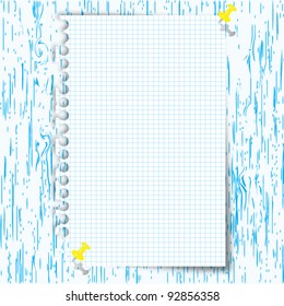  New chart paper with pin on wood board.