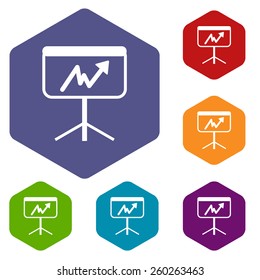 New chart rhombus icons set in different colors. Vector Illustration