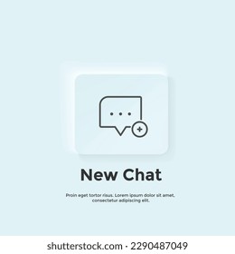 nuevo icono de la línea de chat, botón Estilo neumórfico. Diseño del icono de la interfaz de usuario del vector. Neumorfismo. Icono de línea de vector para negocios y publicidad