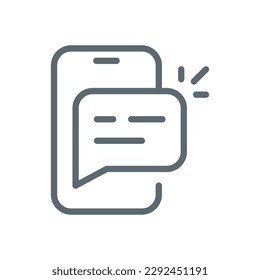 new chat, message, notification on smartphone concept illustration line icon design editable vector eps10