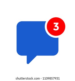 New chat message or sms notification vector icon. Three incoming messages in blue bubble box