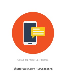 New Chat messages notification on phone flat design