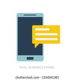 New Chat messages notification on phone flat design