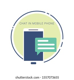 New Chat messages notification on phone flat design