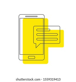 New Chat messages notification on phone flat design
