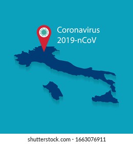 new China coronavirus 2019-nCoV, COVID-2019 in Italy concept- vector illustration