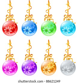 New Christmas decorations. Illustration on white background.