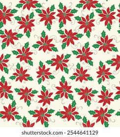 New Christmas design Poinsettia seamless design, poster 2025