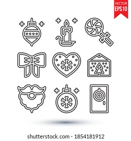 Nueva colección de conjuntos de conjuntos de vectores de iconos planos de Navidad. Ilustración vectorial Eps 10.