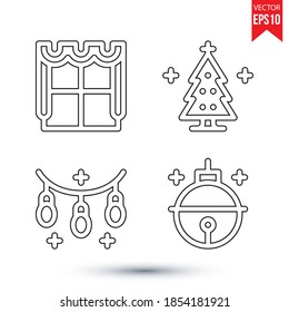 Nueva colección de conjuntos de conjuntos de vectores de iconos planos de Navidad. Ilustración vectorial Eps 10.