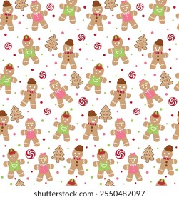 New christmas Gingerbread man fun holiday seamless background 2025