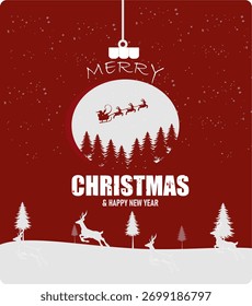 New Christmas Vector Design. Christmas and New Year background with gifts in winter. Christmas card. Vector illustration.