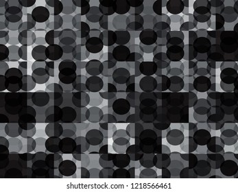 New circles geometric background. Trendy grey white and black spherical pattern. Completely new abstract circles texture. Pop-art mosaic ornament.