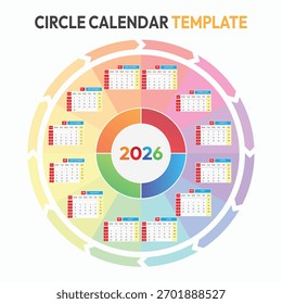 New Circular Calendar Template 2026