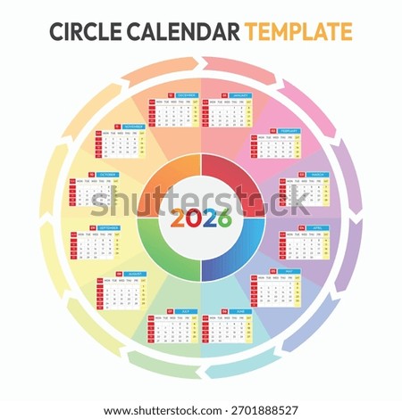 New Circular Calendar Template 2026