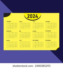 New Classic monthly calendar for 2024. Calendar in the style of minimalist square shape.
