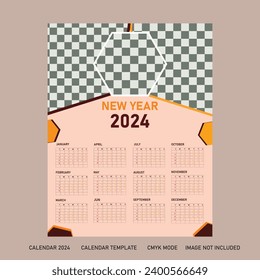 New Classic monthly calendar for 2024. Calendar in the style of minimalist square shape.