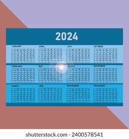 New Classic monthly calendar for 2024. Calendar in the style of minimalist square shape.