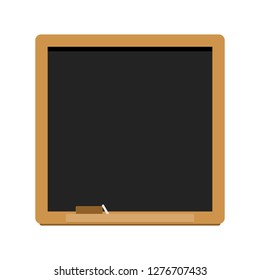 new clean square shape blank blackboard wooden frame with chalk  and eraser isolated on white background