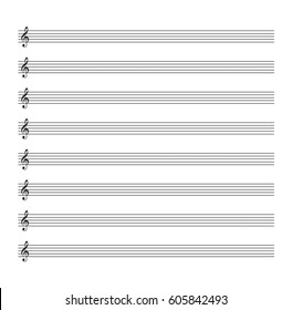 New clean stave print pad bar element for musicnotes notation. Dark ink drawn backdrop in retro graphic style with space for text 