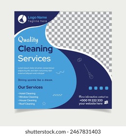 New cleaning service social media design and banner post template