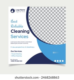 New cleaning service social media design and banner post template