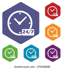 New clock rhombus icons set in different colors. Vector Illustration