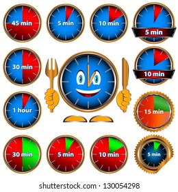 New clock set on a white background. Vector illustration.