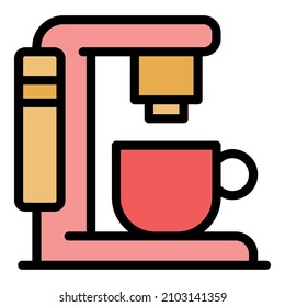 New coffee machine icon. Outline new coffee machine vector icon color flat isolated
