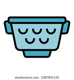 New colander icon outline vector. Cooking sieve. Strainer pasta color flat