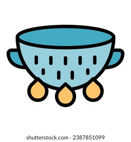 New colander tool icon outline vector. Cooking strainer. Drain sieve color flat