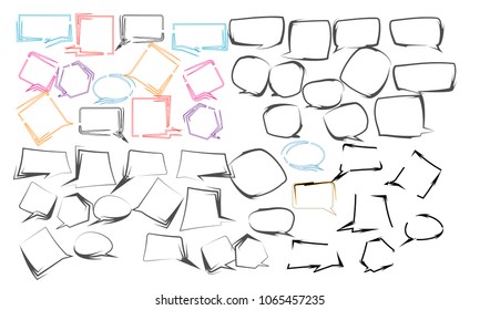 new collection of abstract drawn bubble speech quote box talk frame banner label element illustration vector
