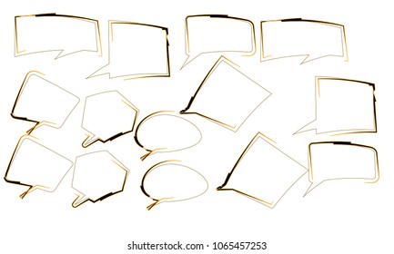 new collection of abstract drawn bubble speech quote box talk frame banner label element illustration vector
