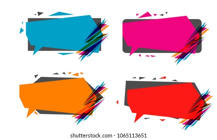 new collection of abstract geometric polygonal triangular bubble speech quote box talk frame banner label element illustration vector