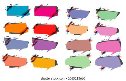 new collection of abstract geometric polygonal triangular bubble speech quote box talk frame banner label element illustration vector