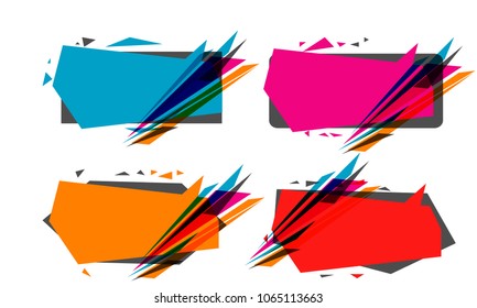 new collection of abstract geometric polygonal triangular bubble speech quote box talk frame banner label element illustration vector