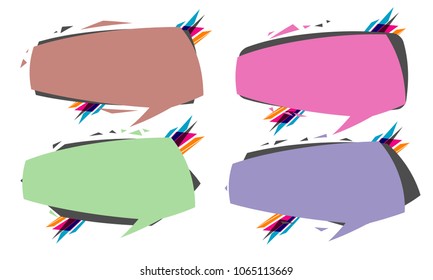 new collection of abstract geometric polygonal triangular bubble speech quote box talk frame banner label element illustration vector