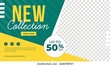 New collection banner template. Promotion sale banner for website, flyer and poster