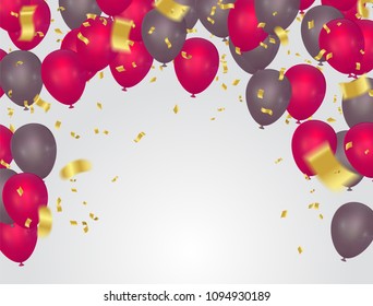 new collection banner. Vintage style text poster with graphic elements and flying an inflatable, colorful, balloons.