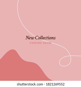 New collection coming soon social media poster background vector. minimal geometric shape abstract pattern design with pastel color
