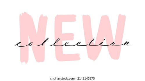 New collection continuous line art vector lettering. Modern slogan handwritten  calligraphy. Black and pink paint isolated on white background. Glamour fashion design for social media, banner, label.