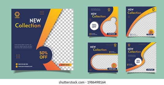 New collection editable set banner template for post promotion sale on social media