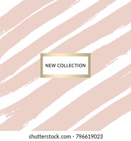 New Collection fashion header. Gold and Pastel blush. Elegant with hand drawn brush texture in pastel. Great for advertising, social media, web, blog, flyer, poster, brochure, invitation, cover