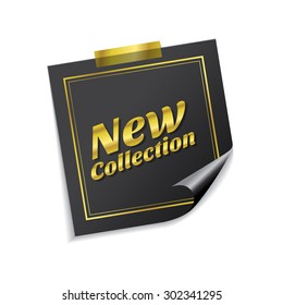 New Collection Golden Sticky Notes Vector Icon Design