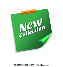 New Collection Green Sticky Notes Vector Icon Design