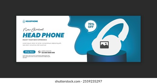 New Collection Headphone Sale Black Friday Sale Timeline Weekend Sale Covers Social Media Banner and Web Banner Design, Product Marketing Facebook Cover Banner Design