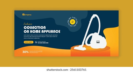 New collection Home Appliance Sale social media cover banner design Template and  Appliance Flash sale horizontal banner Template